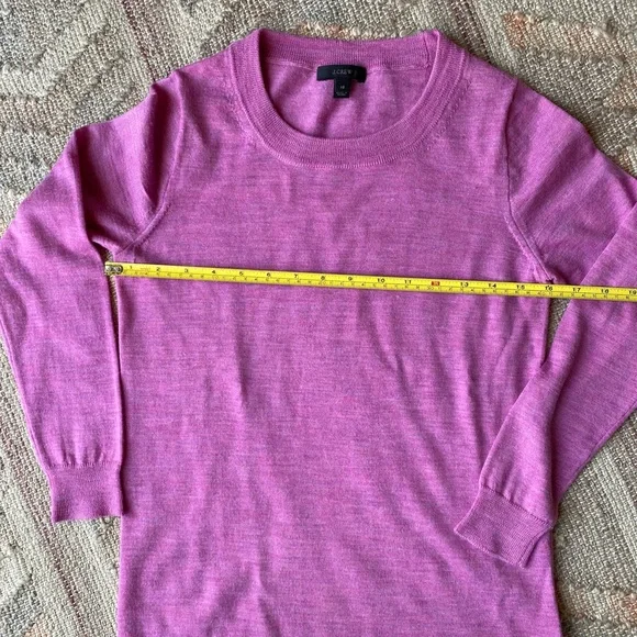 J.Crew Merino Wool Tippi Sweater Pink Berry Melange Classic Quiet Luxury - Sz XS - Picture 6 of 8